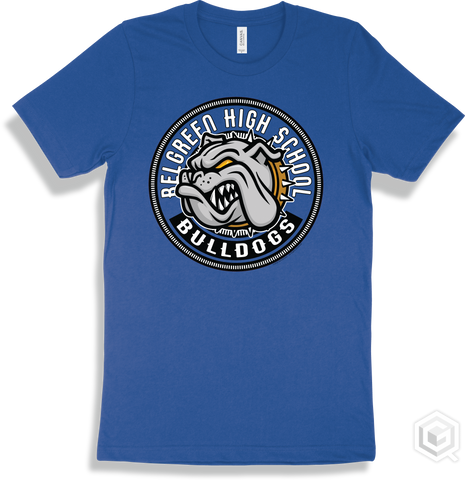 Belgreen High School Bulldogs True Royal T-shirt - Mascot Circle Design