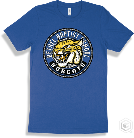 Bethel Baptist School Bobcats True Royal T-shirt - Mascot Circle Design