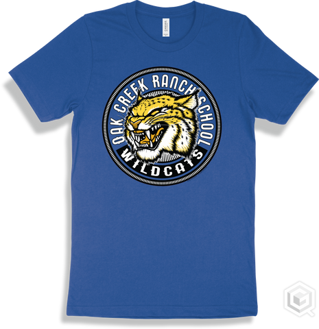 Oak Creek Ranch School Wildcats True Royal T-shirt - Mascot Circle Design