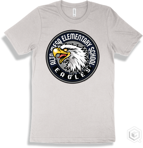 Alta Mesa Elementary School Eagles White T-shirt - Mascot Circle Design