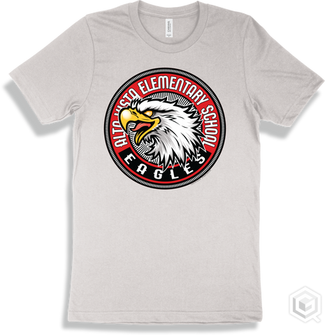 Alta Vista Elementary School Eagles White T-shirt - Mascot Circle Design