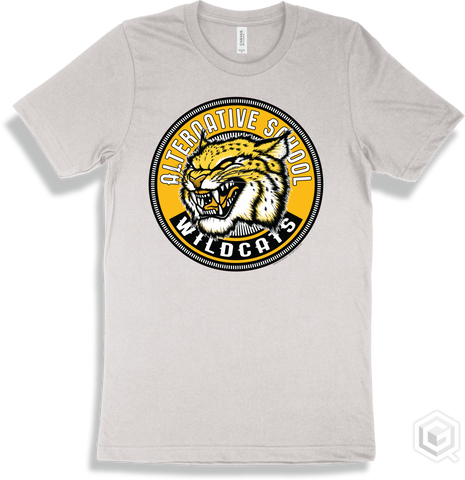Alternative School Wildcats White T-shirt - Mascot Circle Design