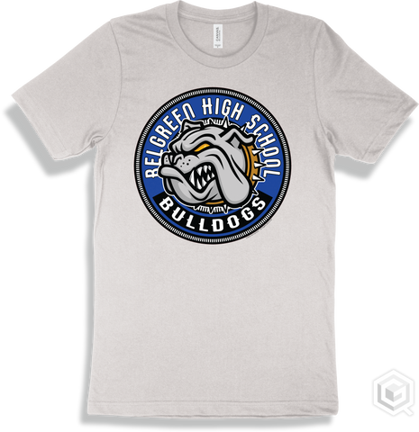 Belgreen High School Bulldogs White T-shirt - Mascot Circle Design