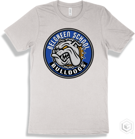 Belgreen School Bulldogs White T-shirt - Mascot Circle Design