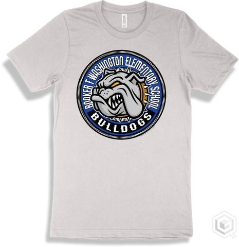 Booker T Washington Elementary School Bulldogs White T-shirt - Mascot Circle Design