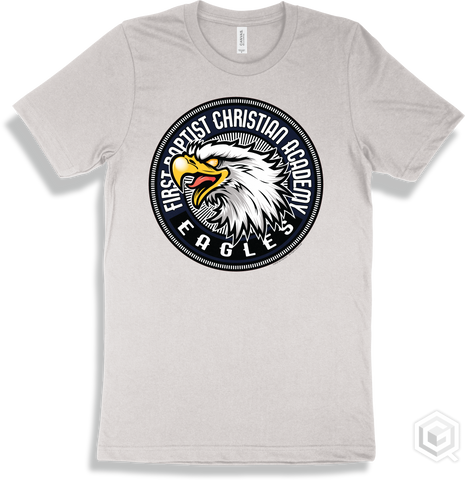 First Baptist Christian Academy Eagles White T-shirt - Mascot Circle Design