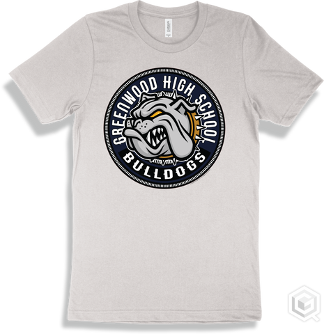 Greenwood High School Bulldogs White T-shirt - Mascot Circle Design