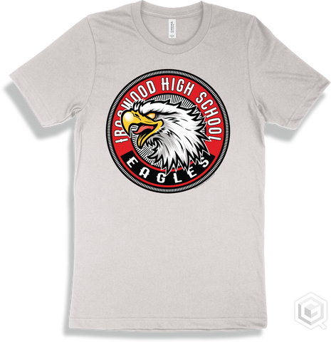 Ironwood High School Eagles White T-shirt - Mascot Circle Design
