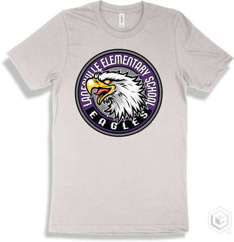 Lanesville Elementary School Eagles White T-shirt - Mascot Circle Design