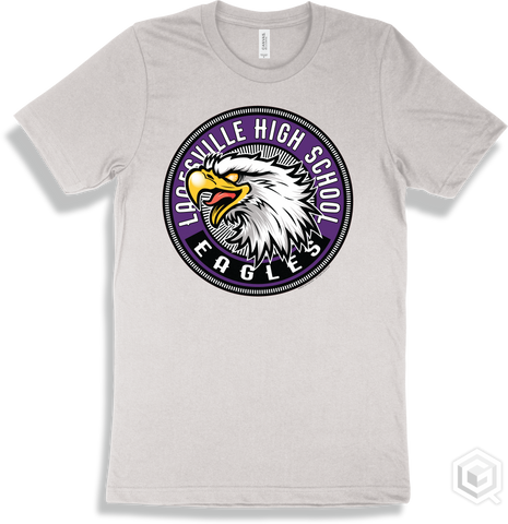 Lanesville High School Eagles White T-shirt - Mascot Circle Design
