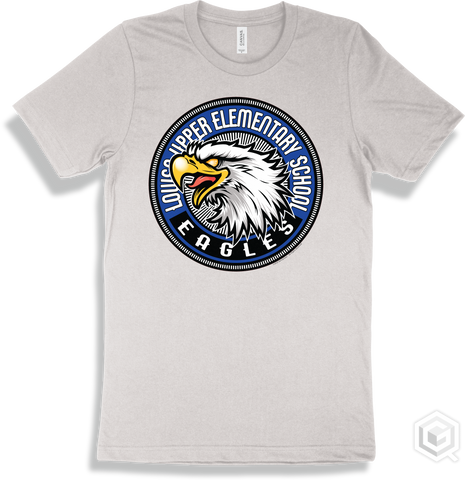 Louisa Upper Elementary School Eagles White T-shirt - Mascot Circle Design