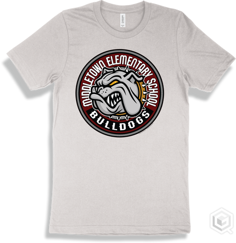 Middletown Elementary School Bulldogs White T-shirt - Mascot Circle Design