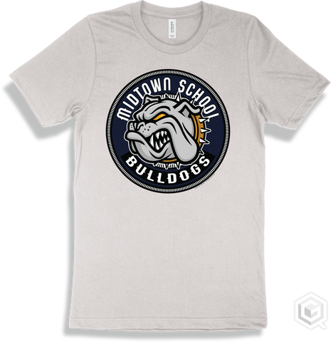 Midtown School Bulldogs White T-shirt - Mascot Circle Design