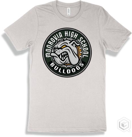 Monrovia High School Bulldogs White T-shirt - Mascot Circle Design