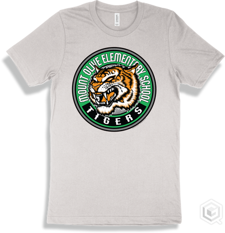 Mount Olive Elementary School Tigers White T-shirt - Mascot Circle Design
