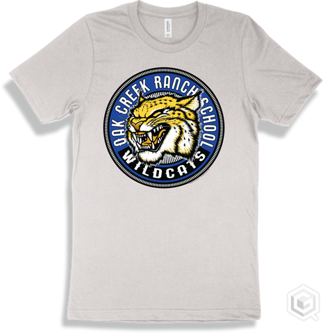 Oak Creek Ranch School Wildcats White T-shirt - Mascot Circle Design
