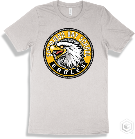 Scammon Bay School Eagles White T-shirt - Mascot Circle Design