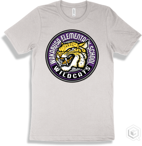 Wakarusa Elementary School Wildcats White T-shirt - Mascot Circle Design