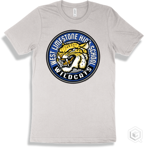 West Limestone High School Wildcats White T-shirt - Mascot Circle Design