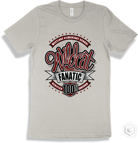 Westlake Elementary School Wildcats Silver T-shirt - Verified Certified Fanatic Design