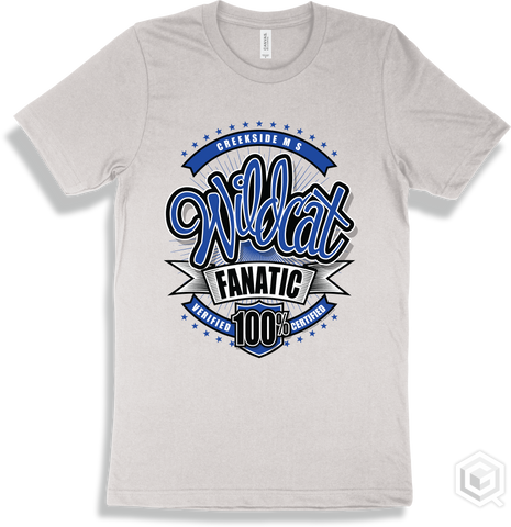 Creekside M S Wildcats White T-shirt - Verified Certified Fanatic Design