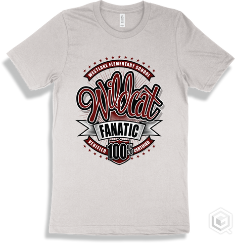Westlake Elementary School Wildcats White T-shirt - Verified Certified Fanatic Design